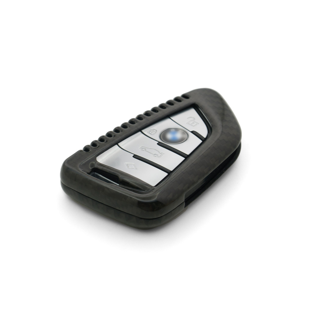 Case for BMW Key Series 2 3 5 6 7 Series M5 X1 X2 X3 X5, made from Carbon, Glossy Black