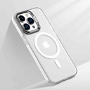 Husa iPhone 14 Pro, Clip-On Hybrid MagSafe Compatible, with Metal Stand, White