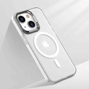 Husa iPhone 14 Plus, Clip-On Hybrid MagSafe Compatible, with Metal Stand, White
