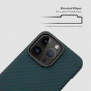 Husa iPhone 14 Pro Max, Clip-On MagSafe Compatible, made from Aramid Fiber, Kevlar, Blue