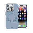 Husa iPhone 15 Pro, Clip-On Vegan Leather, MagSafe Compatible, Sky Blue