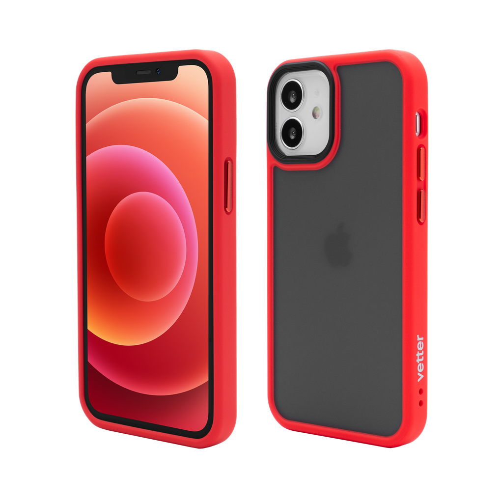 Husa iPhone 12 mini, Clip-On Hybrid, Shockproof Soft Edge and Rigid Matte Back Cover, Red