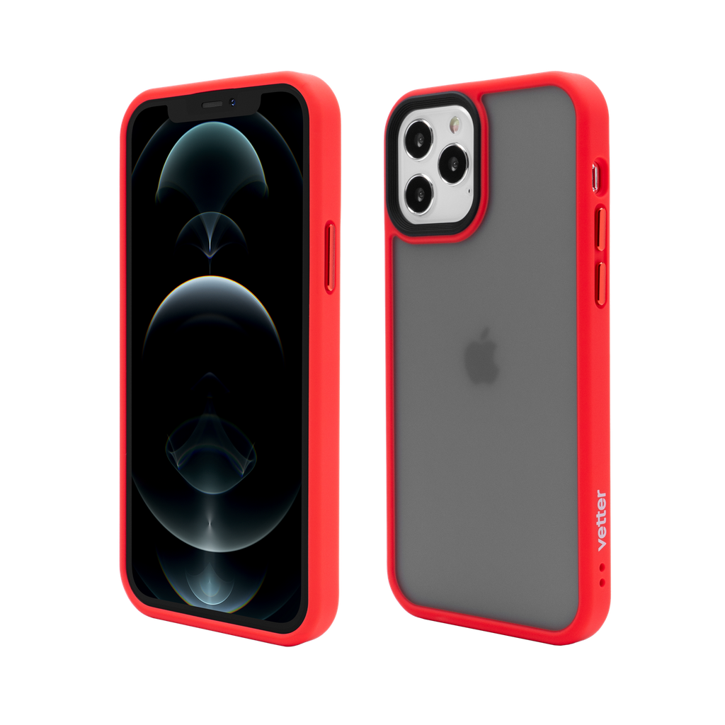 Husa iPhone 12 Pro, 12, Clip-On Hybrid, Shockproof Soft Edge and Rigid Matte Back Cover, Red