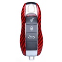 Husa Case for Porsche Key with 3 Button Layout, made from Carbon, Glossy Red