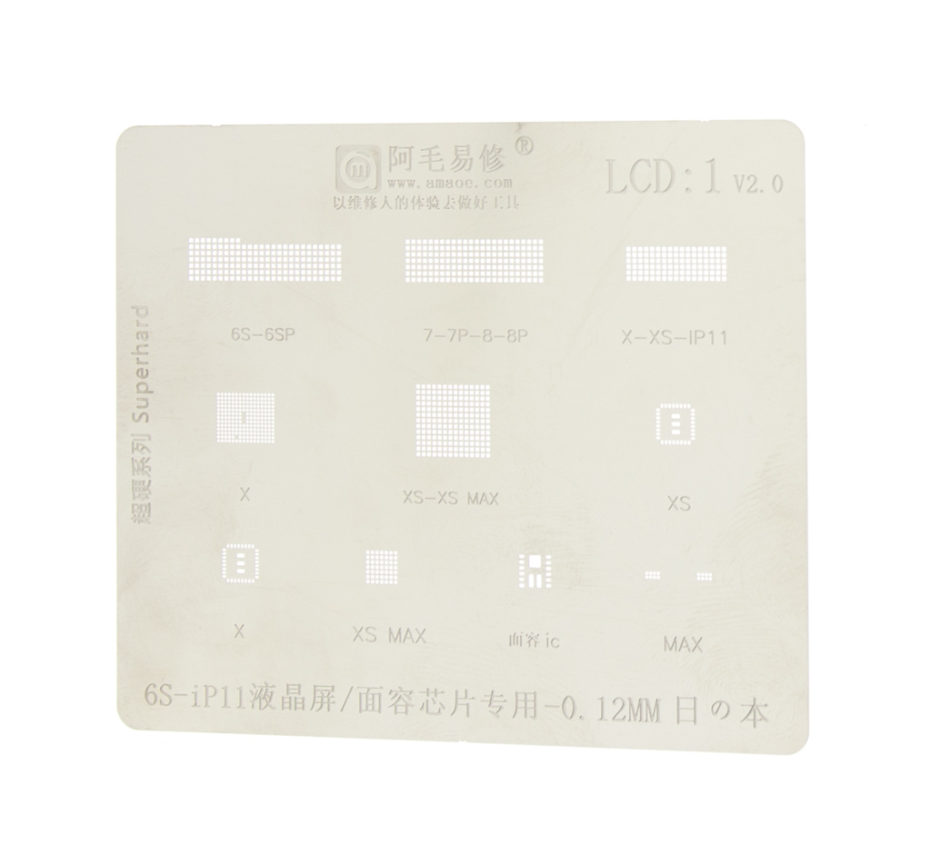 iPhone 6s-Xs Max, Display IC chip BGA reball stencil face chip steel mesh