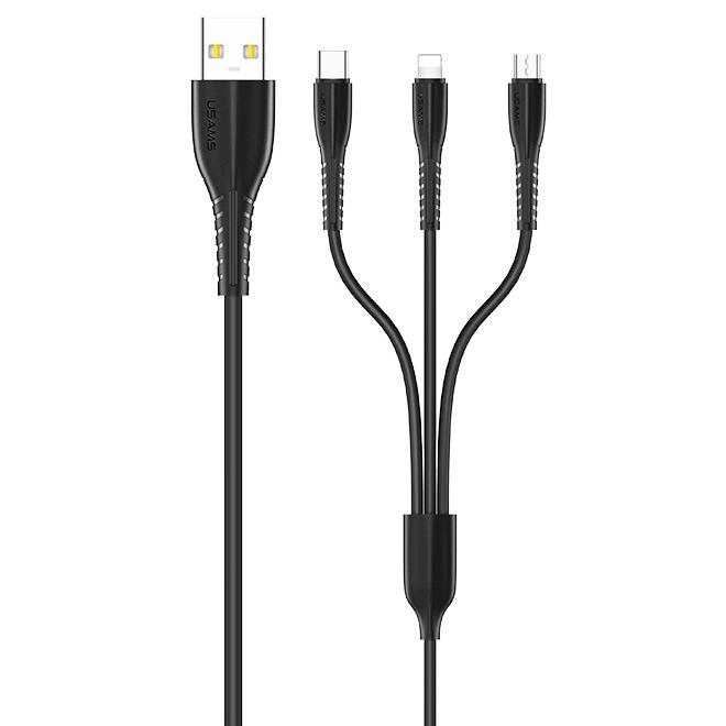 Cabluri USAMS, U35, 3 in 1, Charging Cable, US-SJ367, 1m, Black