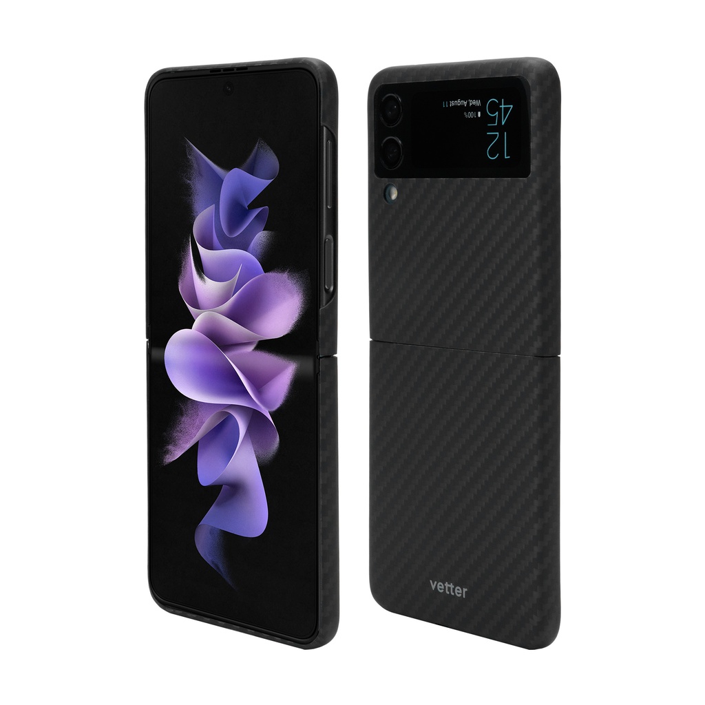 Husa Samsung Galaxy Z Flip3 5G, Clip-On, made from Aramid Fiber, Kevlar, Black