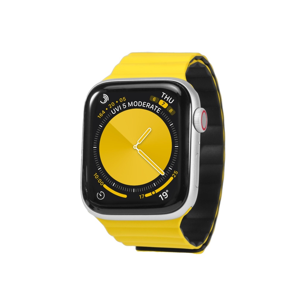 keepON, magnetic band for Apple Watch 9, 8, 7, 6, 5, 4, 38/40/41mm, yellow and black