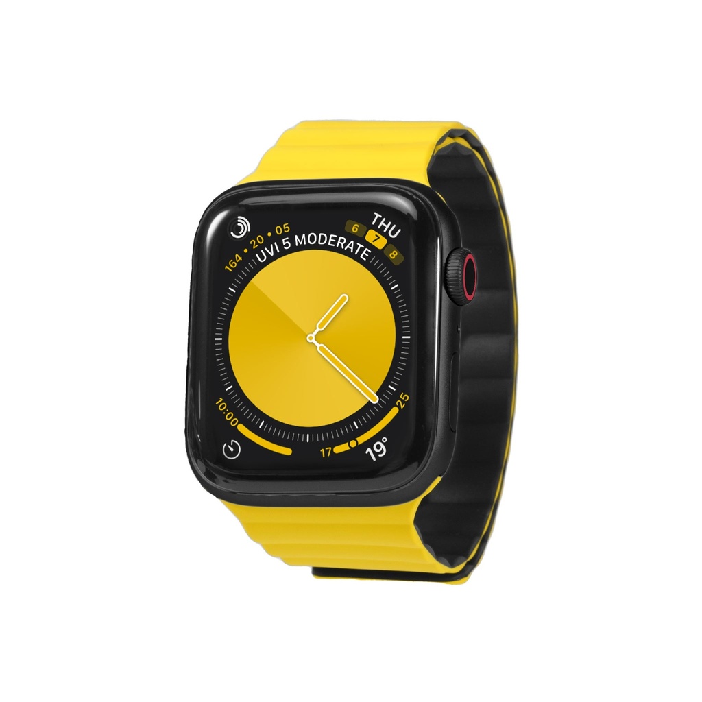 keepON, magnetic band for Apple Watch 9, 8, 7, 6, 5, 4, 42/44/45mm, yellow and black