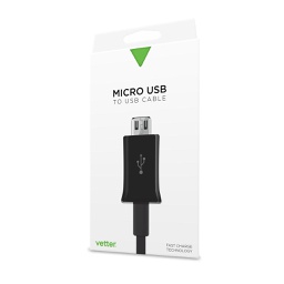 [27572] Cablu Micro USB Fast Charging and Data Cable, Vetter Black