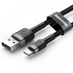 [49444] Cabluri Baseus, Kevlar Cable, USB For Lightning, 2.4A, 0.5m, Grey + Black