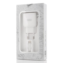 [53346] Incarcator Retea Tranyoo, V20, Fast Charge Kit, 2 x USB + Lightning Cable, White