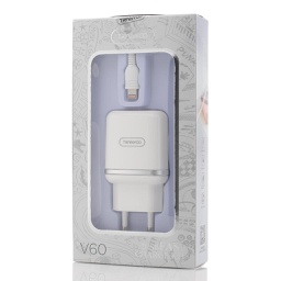 [53348] Incarcator Retea Tranyoo, V60, Fast Charge Kit, 2 x USB + Lightning Cable, White