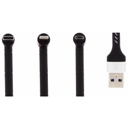 [51568] Cablu Cablu 3in1 USB to Lightining, Type-C, Micro-USB Black, AM+