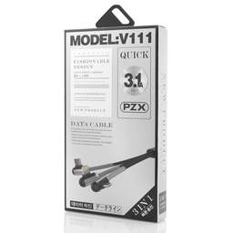 [55042] Cabluri PZX, 3 in 1 Cable, 3.1A, V111, 1.2m, Black + Silver
