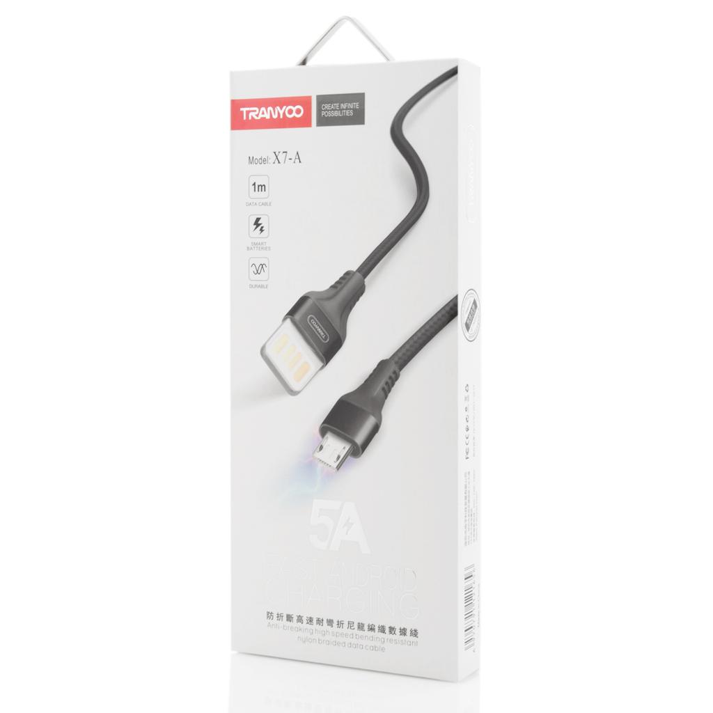 Cabluri Tranyoo, X7, Micro USB, Fast Charging, 1m, Black