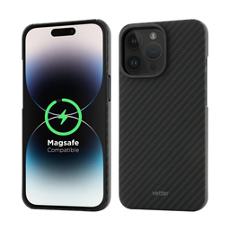 [61520] Husa iPhone 14 Pro, Clip-On MagSafe Compatible, made from Aramid Fiber, Kevlar, Black