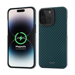 [61524] Husa iPhone 14 Pro Max, Clip-On MagSafe Compatible, made from Aramid Fiber, Kevlar, Blue