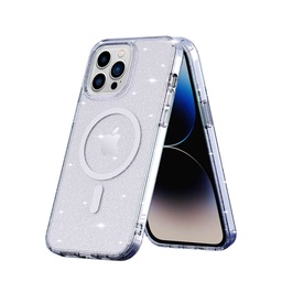 [61675] Husa iPhone 14 Pro Max, MagSafe Compatible, Soft Pro Glitter, Transparent