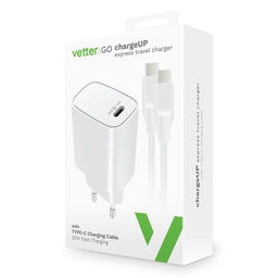 [61812] Incarcator chargeUP, Smart Travel Charger with Type-C Cable, Vetter Go, Power Delivery, 20W, White