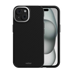 [62802] Husa iPhone 15, Clip-On MagSafe Compatible, Aramid Fiber, Hybrid  Kevlar, Black and Grey